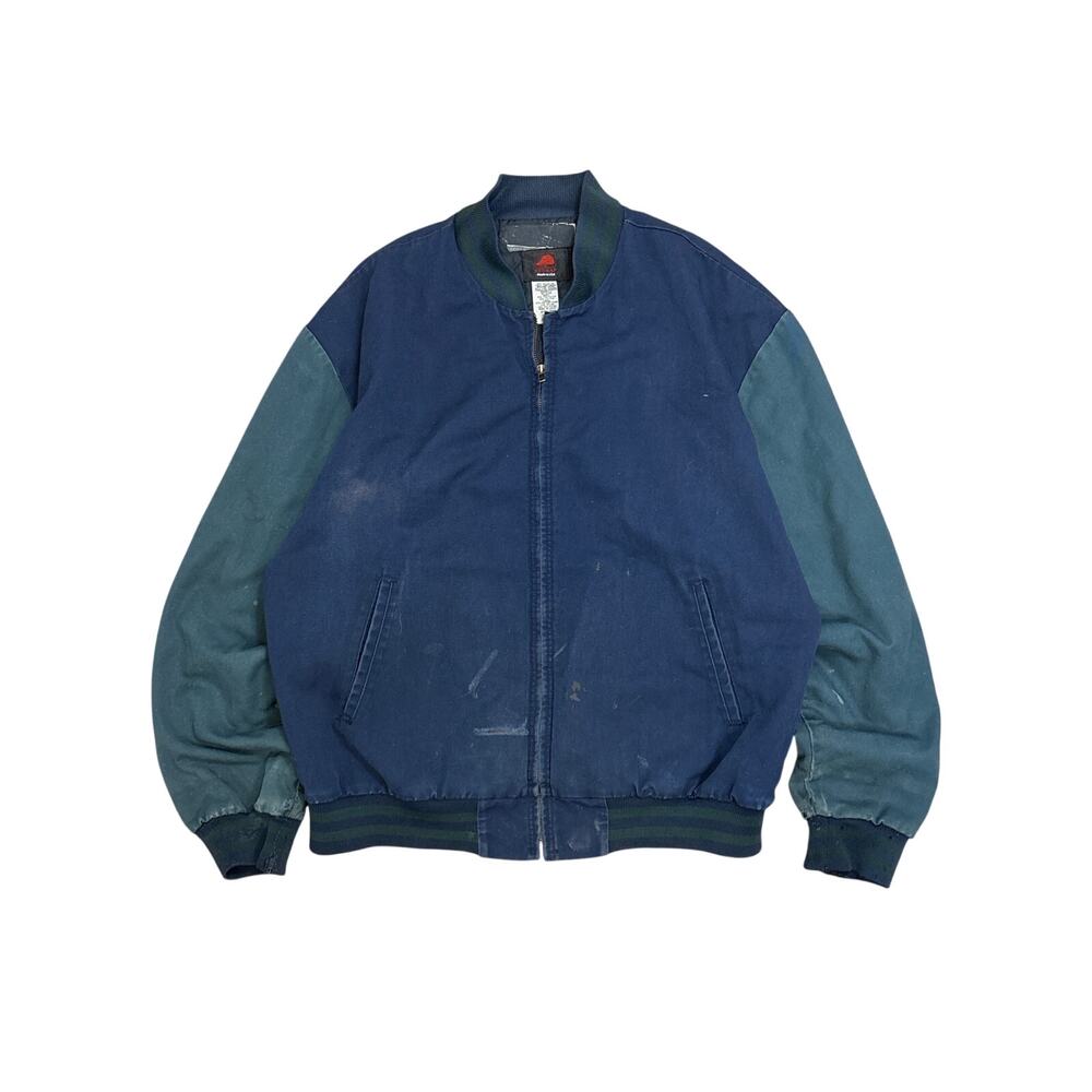 Vintage 90s Red Kap Stadium work Jacket two-tone Navy Green Thrashed XL reg